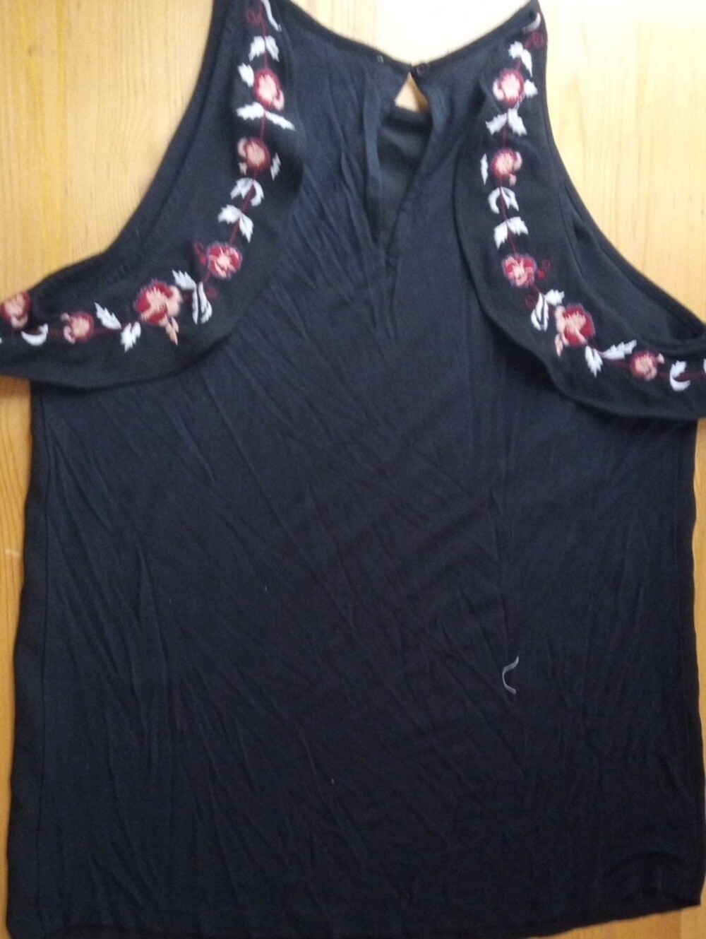 Loft Black Cold-Shoulder Embroidered Women's Top - Picture 5 of 5